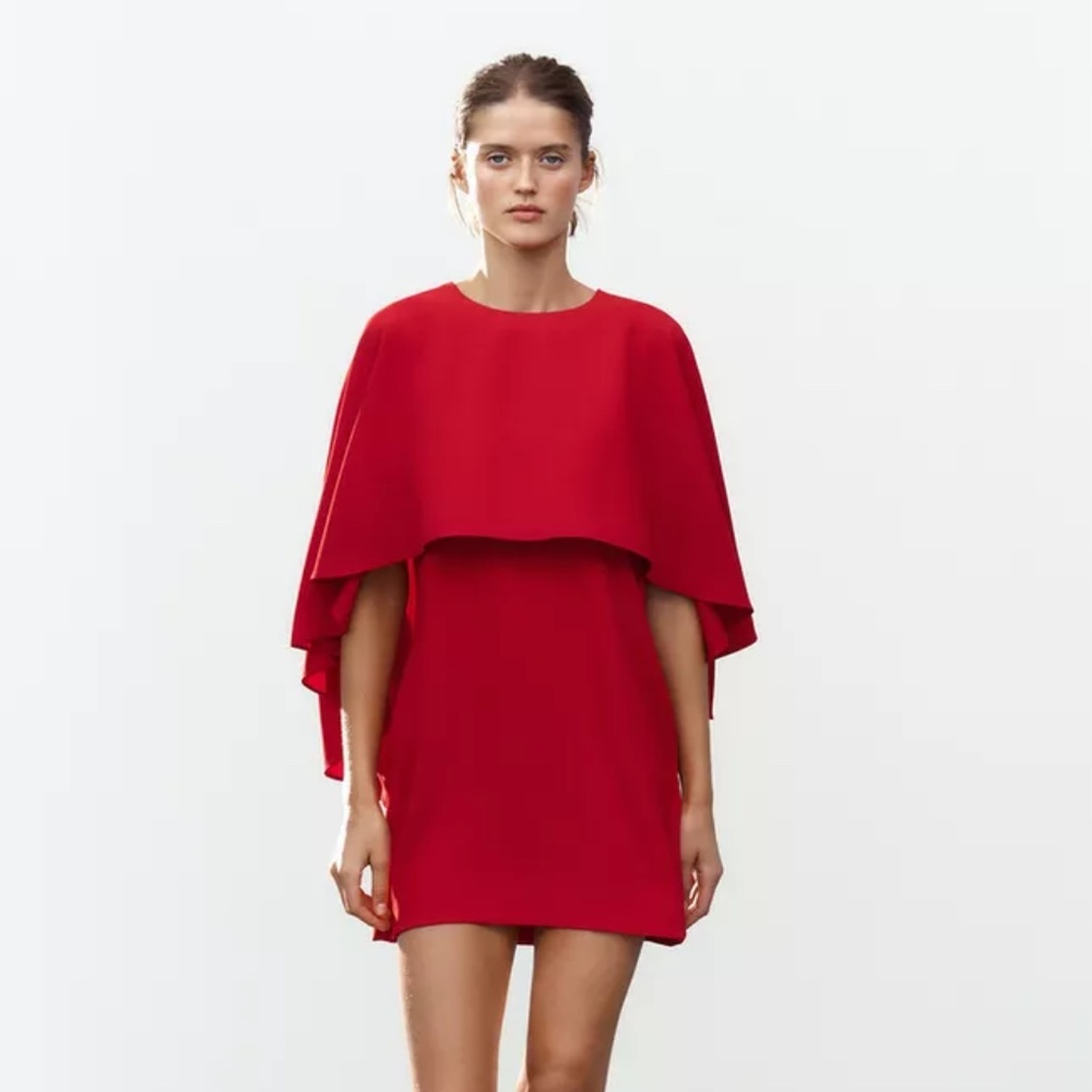 NWT ZARA ZW COLLECTION SHORT CAPE DRESS S